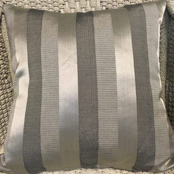 Silver & Charcoal Vertical Stripe Scatter Cushion Cover (2)
