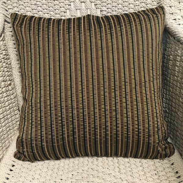 Chocolate & Bronze Stripe Fabric with Velvet Stripe Scatter Cushion Cover (1)
