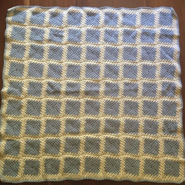 Crocheted Baby/Child Blanket - Pastel Blue & Off White