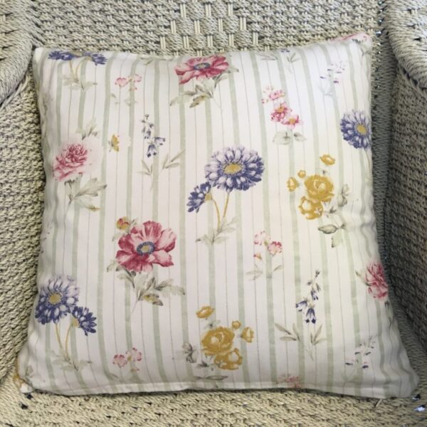 Spring Floral With Green Stripe Scatter Cushion Cover