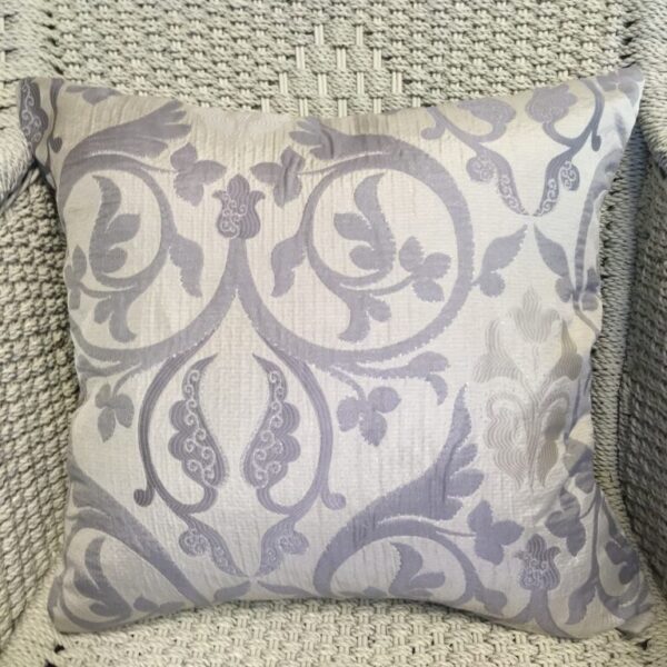 Metallic Silver Scroll & Stripe Scatter Cushion Cover