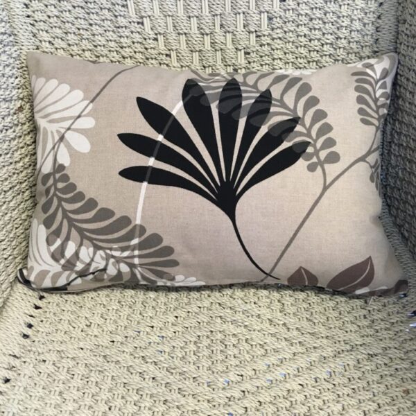 Beige Linen with Brown, White & Black Leaf Scatter Cushion Cover (2)