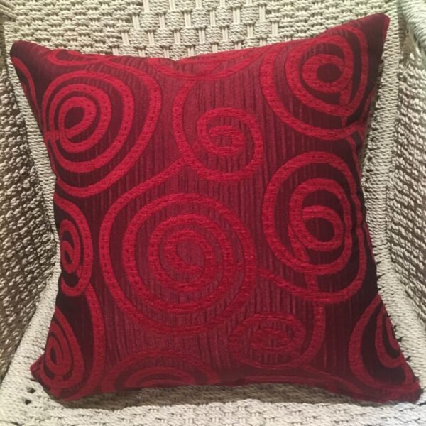 Red Velour Swirl Scatter Cushion Cover