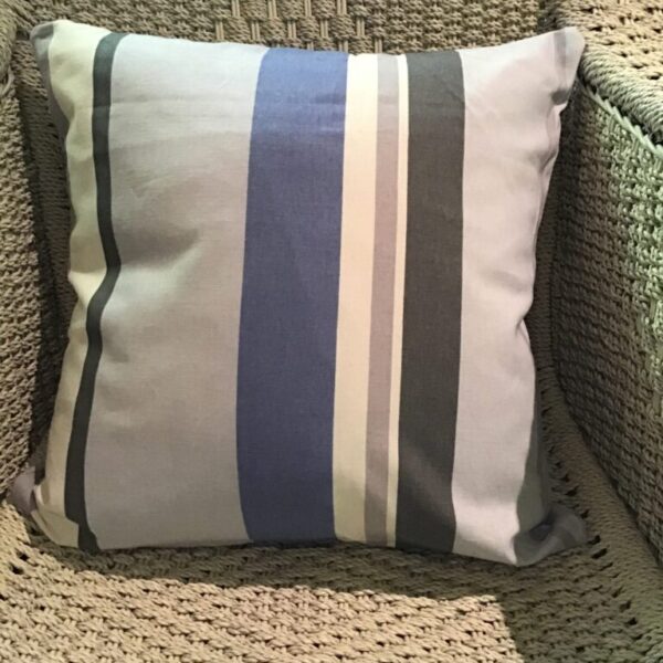 Scatter Cushion Cover - Grey, Blue, Charcoal & White Stripe