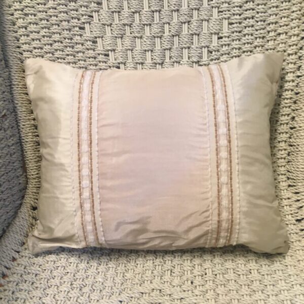 Cream Satin with Dark Caramel Stripes Cushion Cover