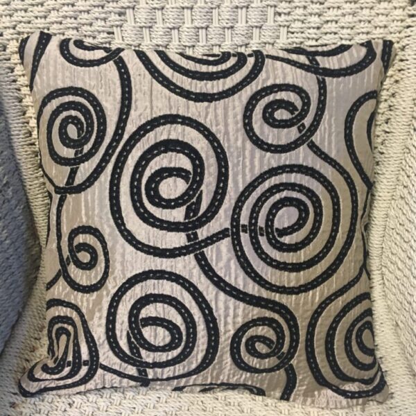 Pewter with Black Velvet Scroll Scatter Cushion Cover (1)