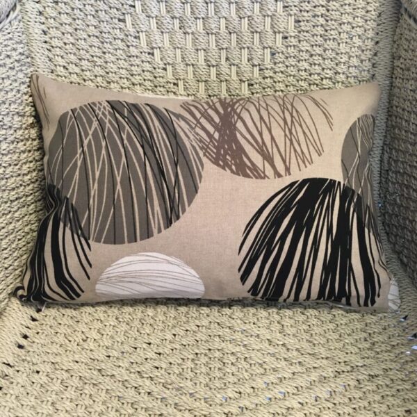 Beige Linen with Black, Brown & White Balls Scatter Cushion Cover (2)