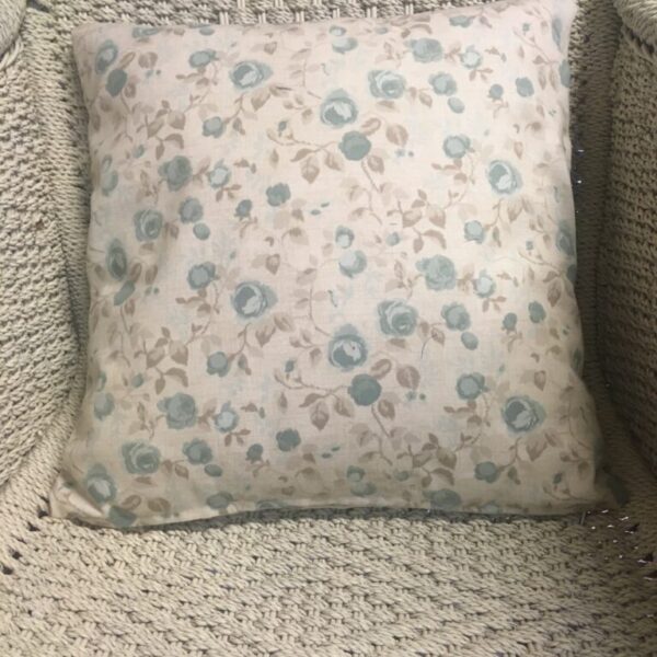 Aqua & Taupe Small Floral Scatter Cushion Cover (1)