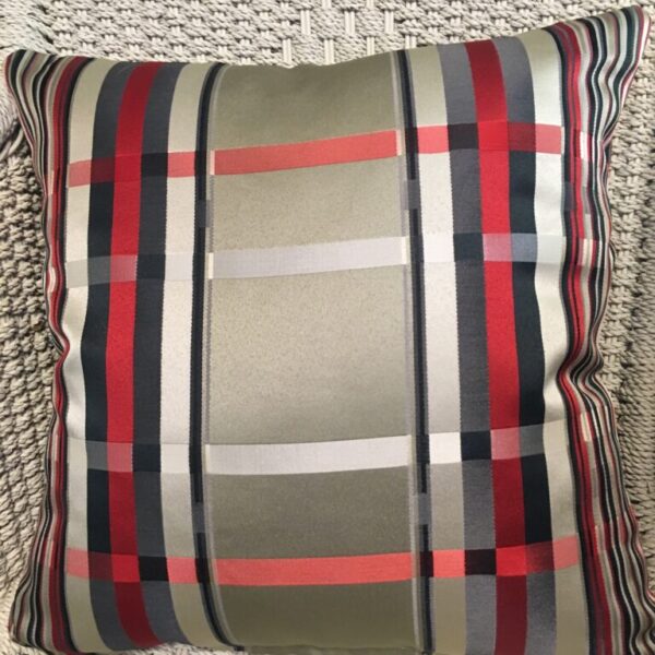 Pewter with Red & Black & Charcoal Plaid Scatter Cushion Cover (1)