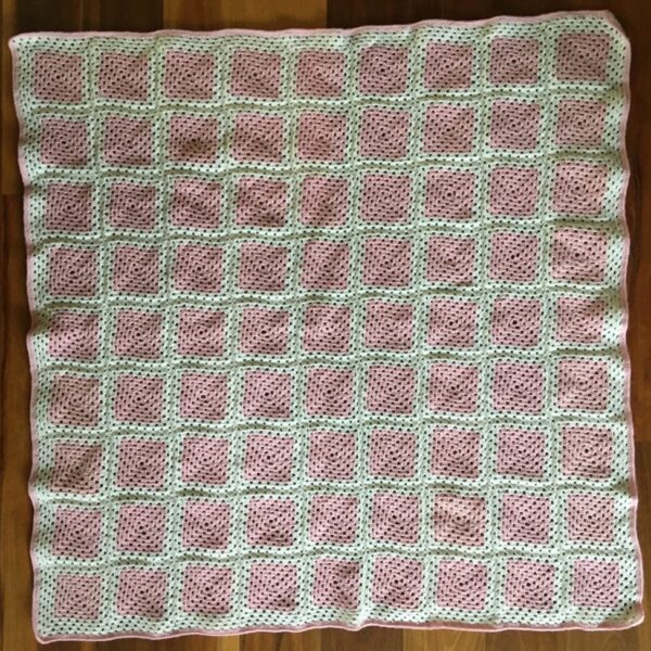 Crocheted Baby/Child Blanket - Pale Pink and Off White