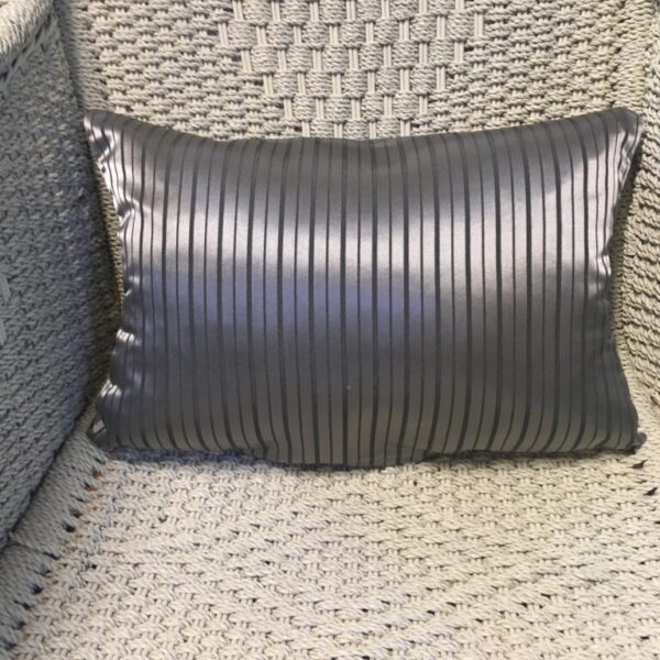 Metallic Silver & Charcoal Narrow Vertical Stripe Scatter Cushion Cover (2)