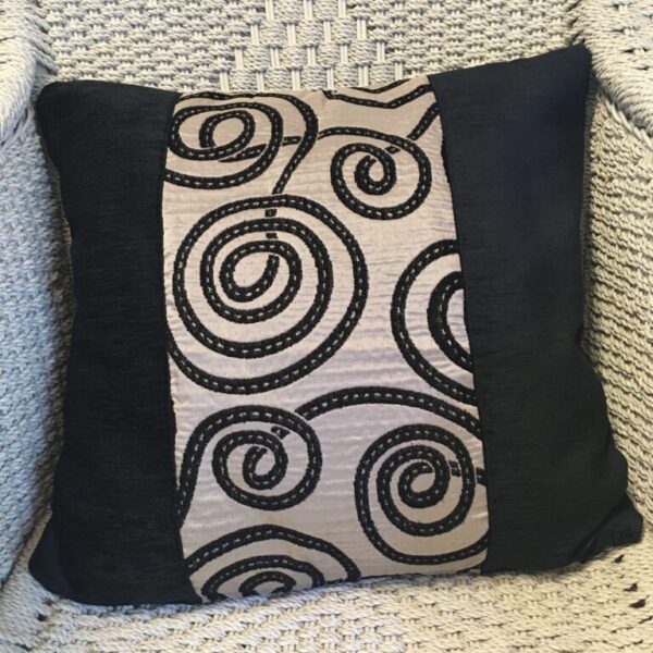Pewter with Black Velvet Scroll Scatter Cushion Cover (4)