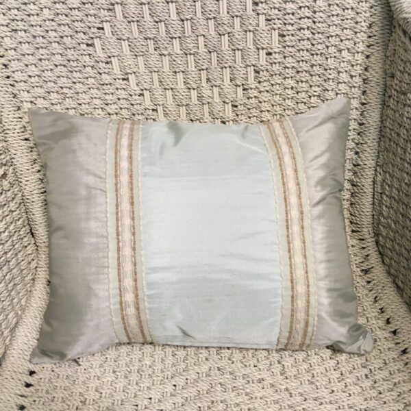 Satin Turquoise with Cream & Brown Stripes Cushion Cover