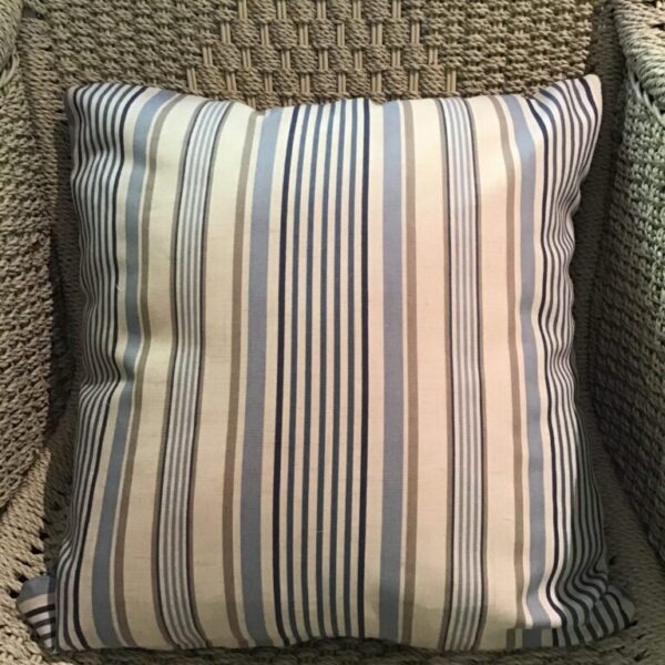Blue, Beige & Off White Stripes Scatter Cushion Cover