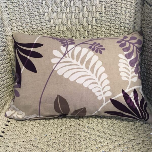 Beige Linen with Purple, White, Brown & Black Leaves Scatter Cushion Cover (2)