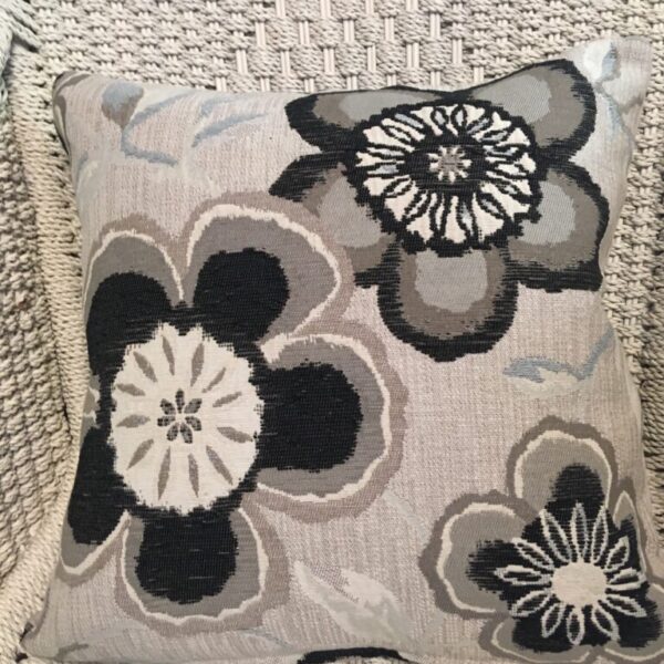 Black, Grey & Taupe Textured Floral Cushion Cover