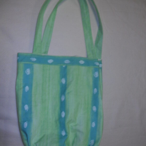 Large Lime Green & Aqua Stripe Tote Bag