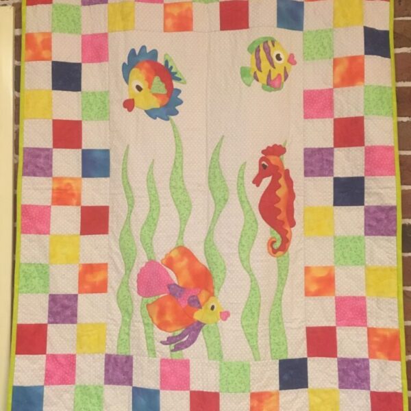 Under The Sea Checkerboard Cot Quilt