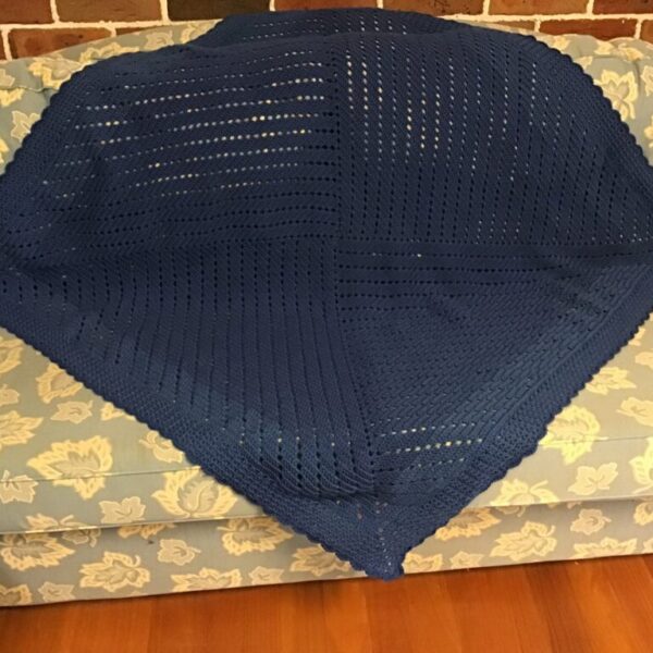 Crocheted Blanket - Dark Denim Blue