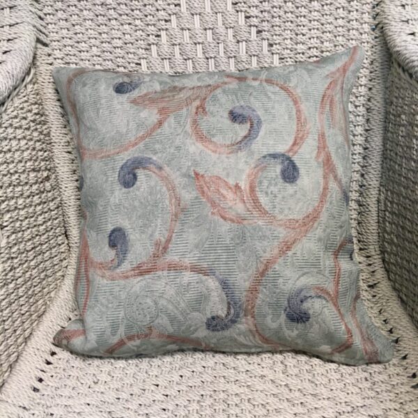 Navy & Chestnut Scroll & Stripe on Green Textured Background Cushion Cover