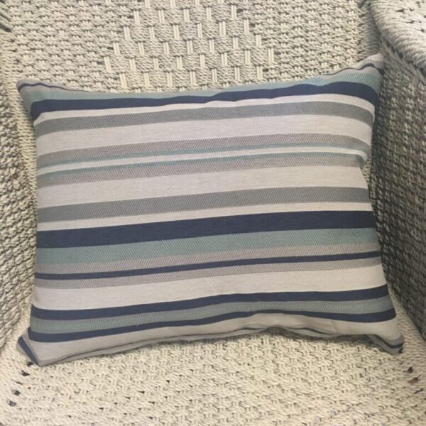 Navy & Mint & Beige Vertical Stripe Cushion Cover