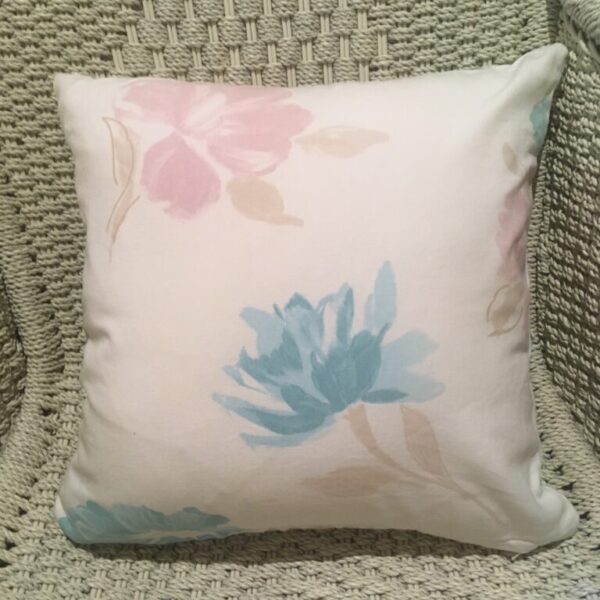 Aqua & Pale Pink Floral & Aqua Leaf Scatter Cushion Cove
