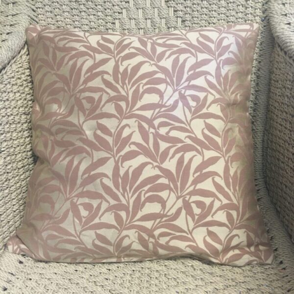 Cream Satin with Dusty Pink Leaves Scatter Cushion Cover (1)