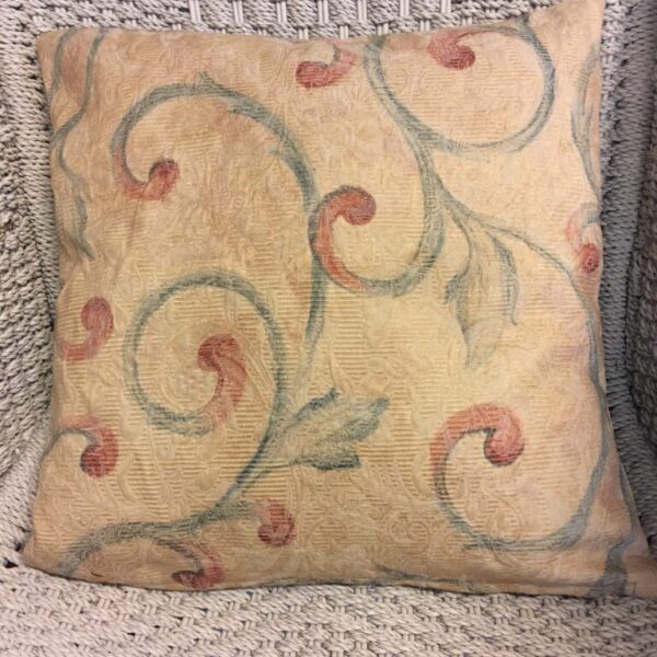 Textured Gold with Rust & Green Scroll & Stripe Scatter Cushion Cover