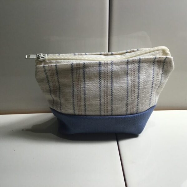 Small Cosmetic Bag - Blue & Tan Stripes