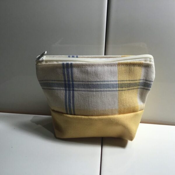 Small Cosmetic Bag - Yellow & Blue Plaid