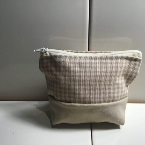 Small Cosmetic Bag - Tan Check