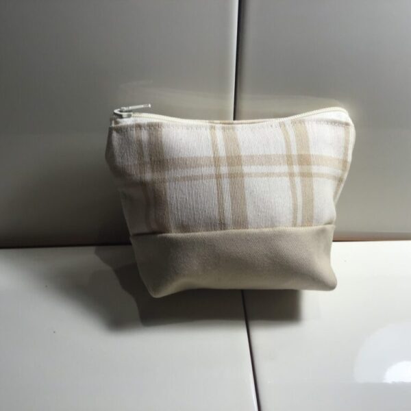 Small Cosmetic Bag - Tan Plaid