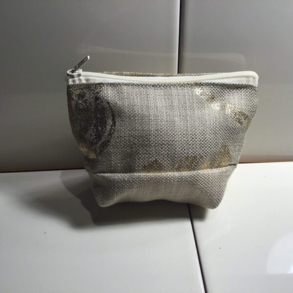 Small Cosmetic Bag - Metallic Gold Linen