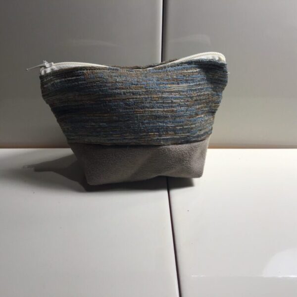 Small Cosmetic Bag - Shiny Bronze & Teal Velour