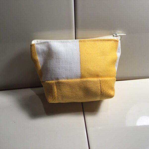 Small Cosmetic Bag - Yellow & White Squares
