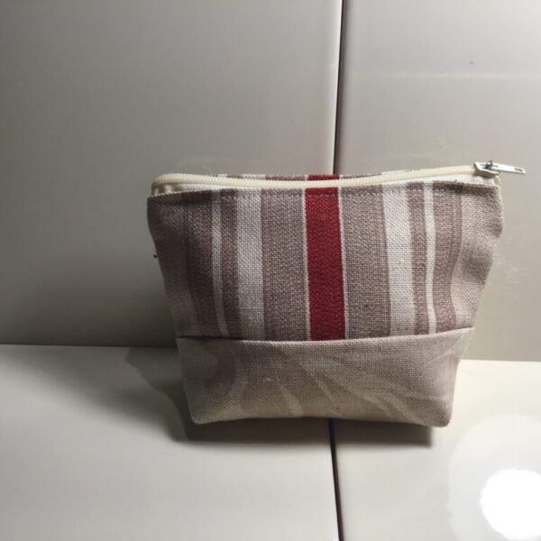Small Cosmetic Bags - Tan & Red Stripes