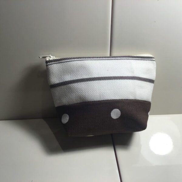 Small Cosmetic Bags - Chocolate & White Stripe & Dot