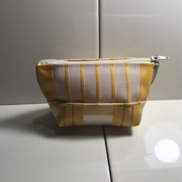 Small Cosmetic Bags - Yellow & Cream Narrow Stripes