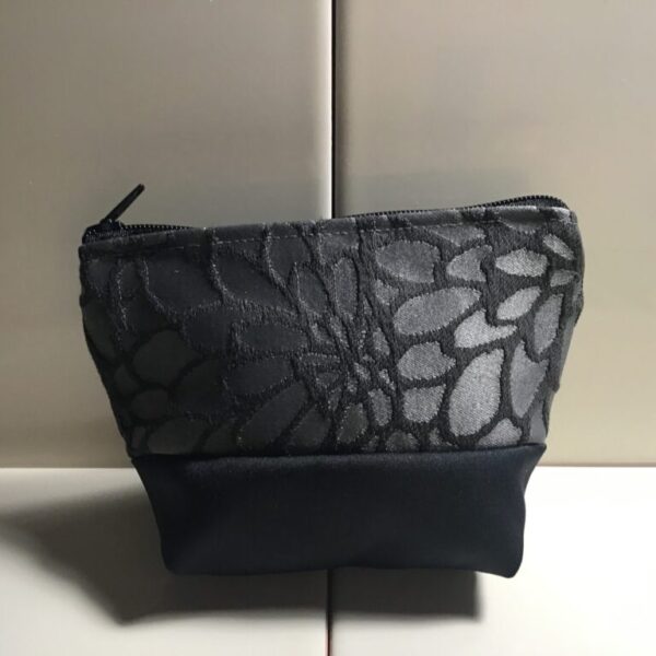 Small Cosmetic Bags - Charcoal & Silver Abstract Floral