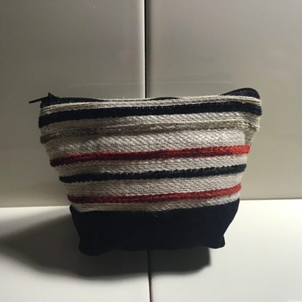 Small Cosmetic Bags - Red & Tan & Black Velvet Stripes