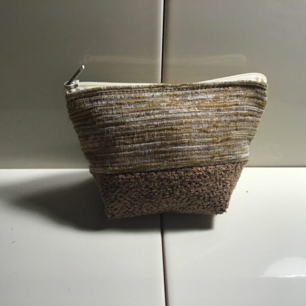 Small Cosmetic Bag - Gold & Brown Velour