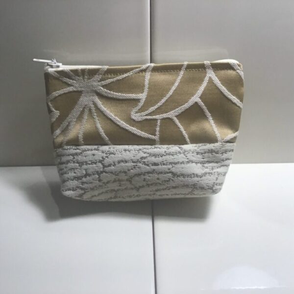 Small Cosmetic Bags - Gold & Cream Abstract Leaves