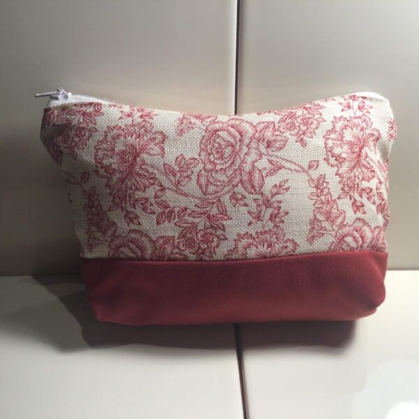 Large Cosmetic Bag - Red Floral