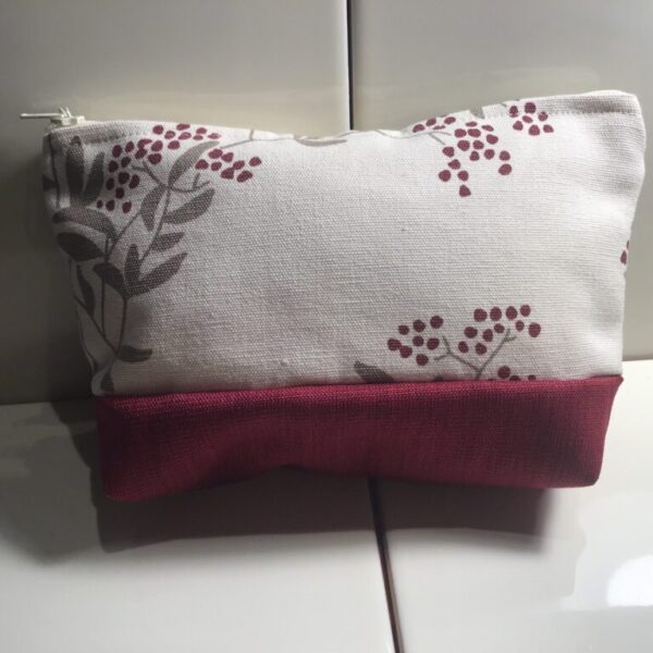 Large Cosmetic Bags - Burgundy & Taupe Floral