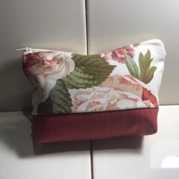 Large Cosmetic Bags - Large Rust Floral (1)