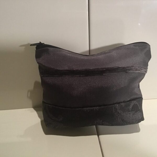 Medium Cosmetic Bags - Silver with Charcoal Stripe